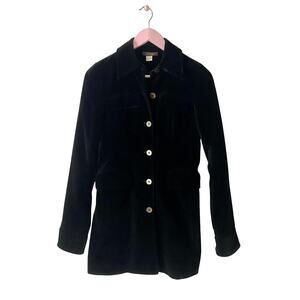 J. Crew Collection Velvet Cotton Jacket Italy Mid Length Coat Black Long Blazer